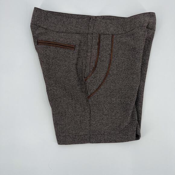 Brooklyn Industries Tweed Shorts Sz 4 Preppy Dark Academia Leather Herringbone - Picture 5 of 13